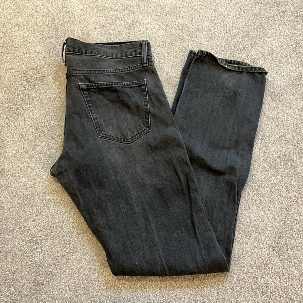 UNIQLO 100% Cotton Straight Regular Black Jeans Pants 33 x 34